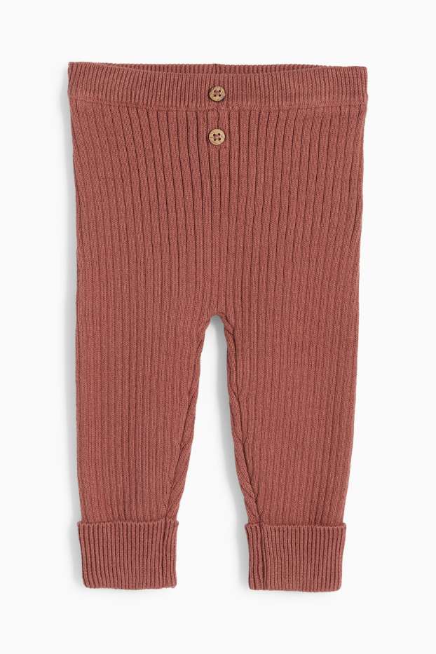 Unisex - Baby-Strick-Leggings - gerippt - braun