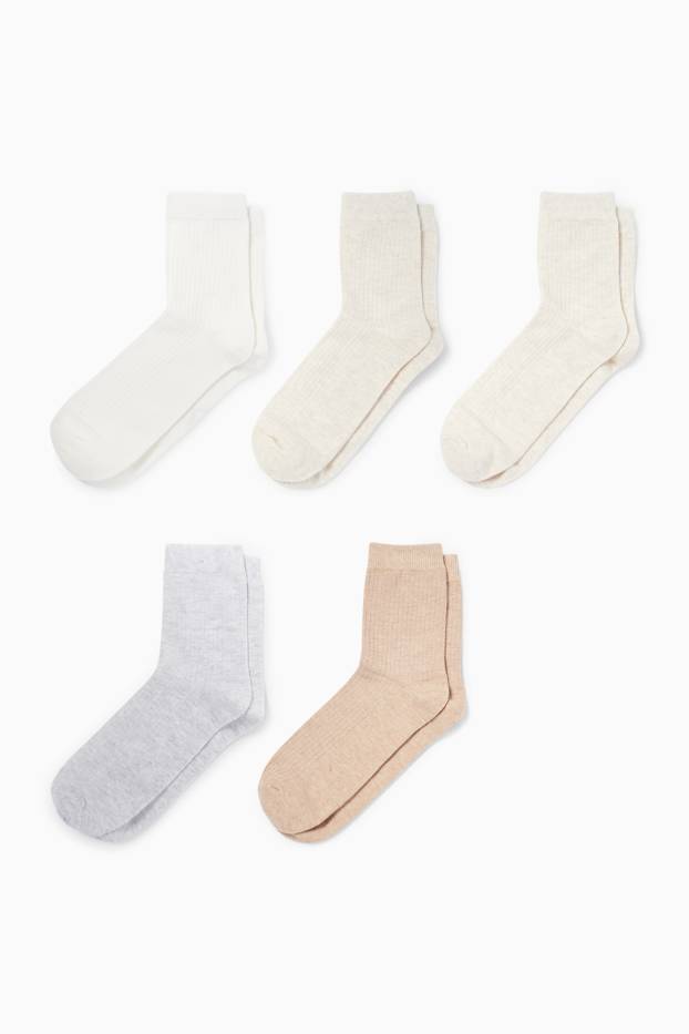Donna - Confezione da 3 - calze - a coste - beige chiaro