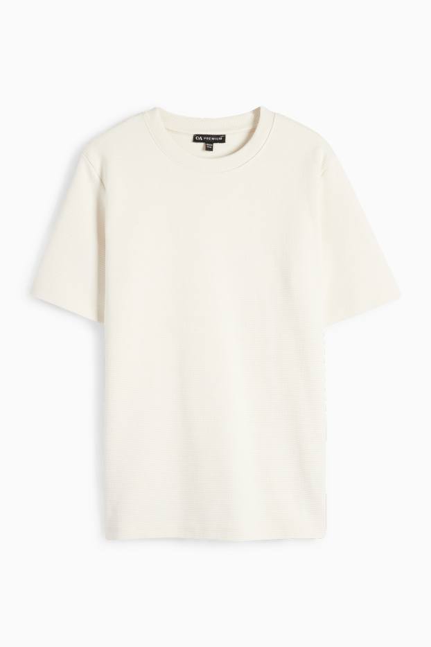 Kinder Jungen - Kurzarmshirt - gerippt - cremeweiss
