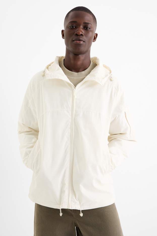 Hommes - Veste à capuche - finition déperlante - blanc crème