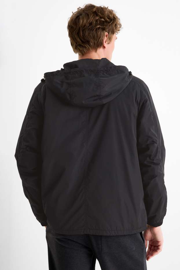 Herren - Jacke mit Kapuze - wasserabweisend - schwarz