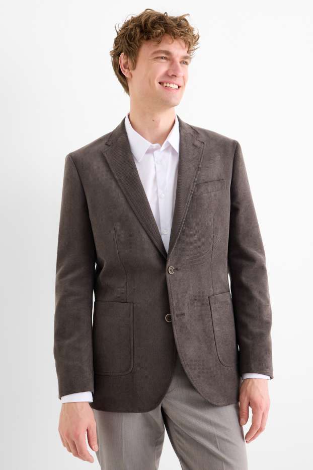 Pánské - Sako - regular fit - strukturované - tmavošedá