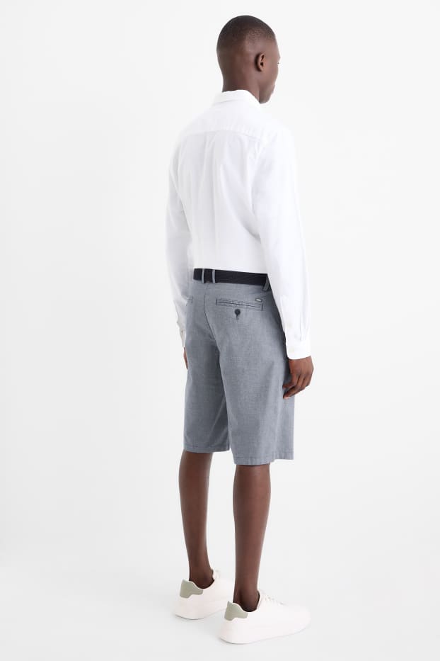 Heren - Korte broek met riem - grijs