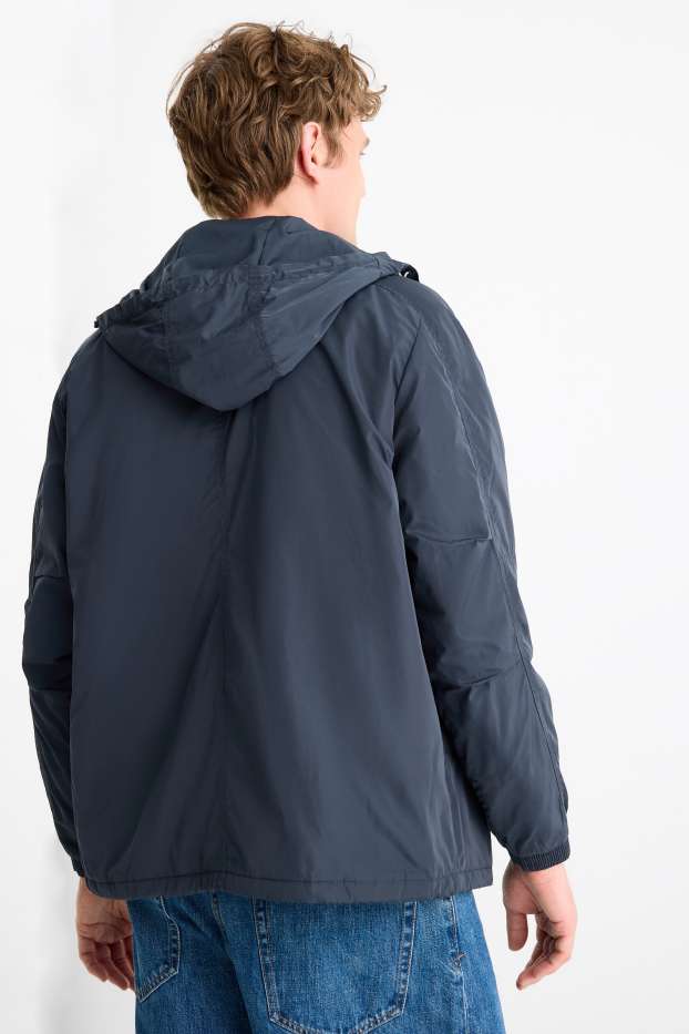 Heren - Jas met capuchon - waterafstotend - donkerblauw