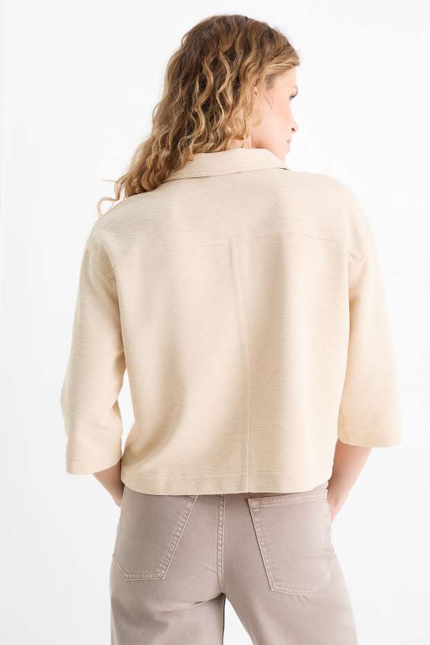 Damen - Bluse - strukturiert - hellbeige