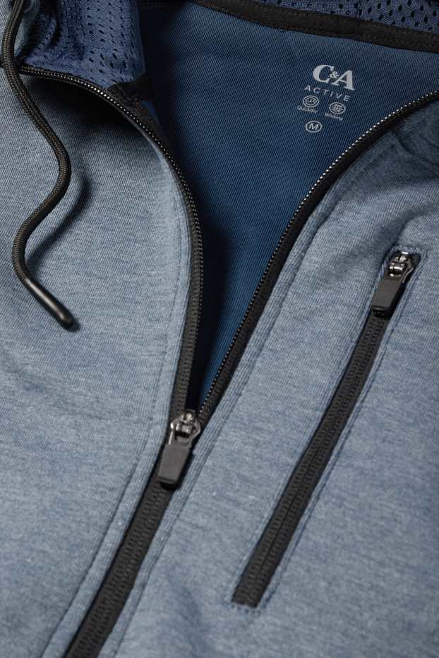 Heren - Sportvest met capuchon - blauw-mix