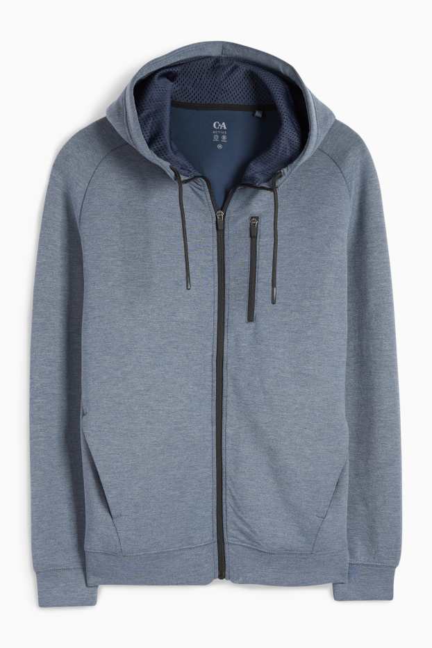 Heren - Sportvest met capuchon - blauw-mix