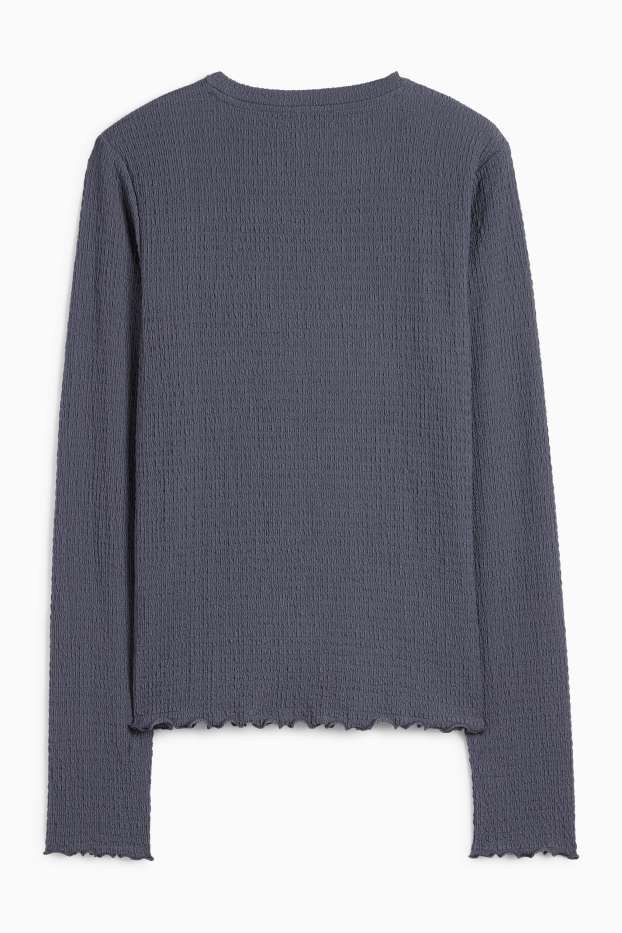 Damen - Langarmshirt - strukturiert - dunkelblau