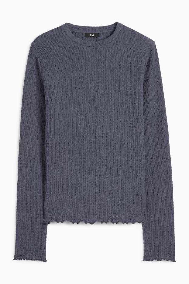 Damen - Langarmshirt - strukturiert - dunkelblau
