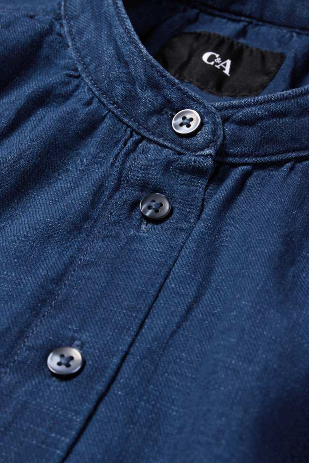 Damen - Bluse - Jeans-Look - dunkeljeansblau