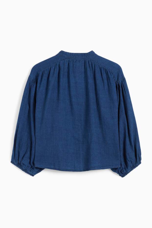 Damen - Bluse - Jeans-Look - dunkeljeansblau