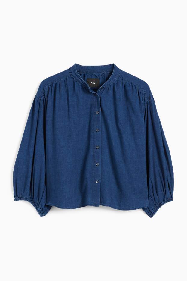 Damen - Bluse - Jeans-Look - dunkeljeansblau