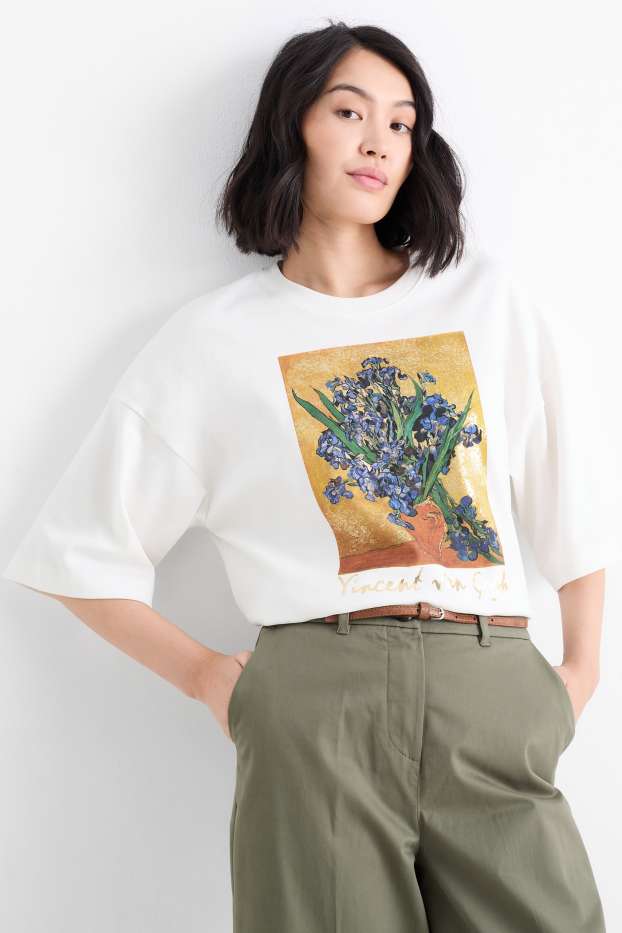 Damen - T-Shirt - Regular Fit - Vincent van Gogh - weiss