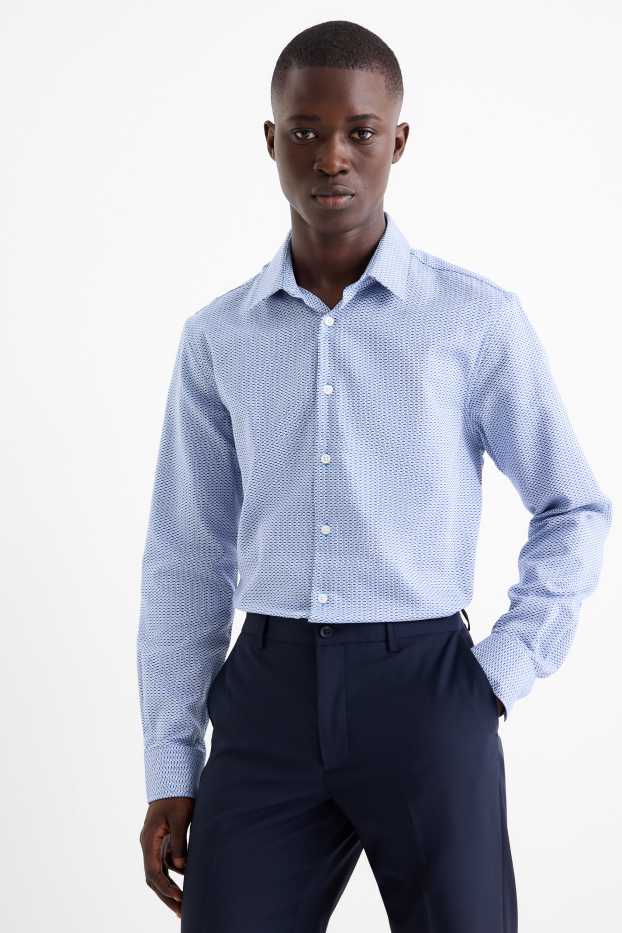 Herren - Businesshemd - Regular Fit - Kent - bügelfrei - gemustert - hellblau
