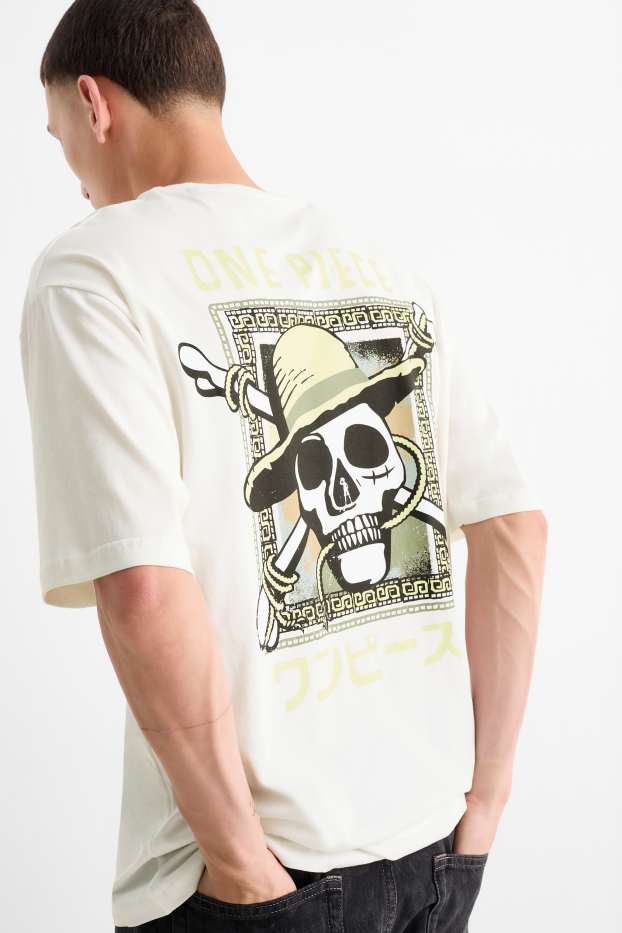 Bărbați - Tricou - supradimensionat - One Piece - alb-crem