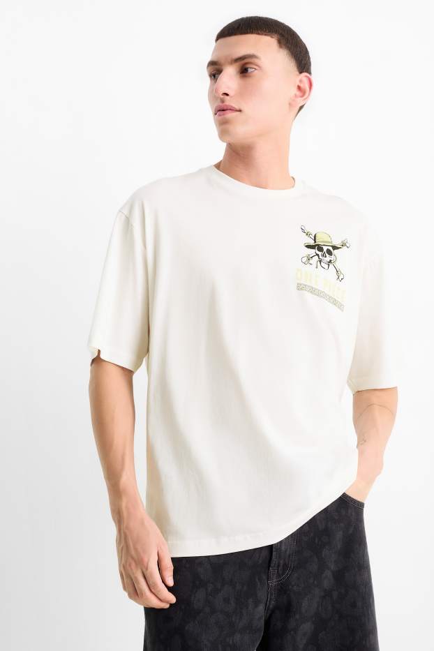 Bărbați - Tricou - supradimensionat - One Piece - alb-crem