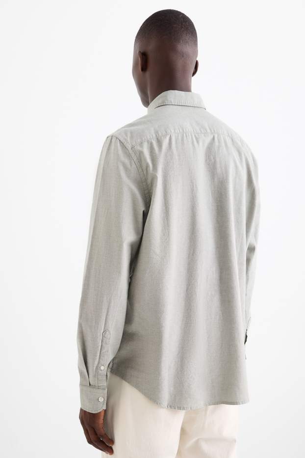 Herren - Hemd - Regular Fit - Button-down - grün