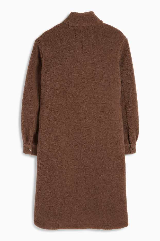 Women - Teddy fur coat - brown