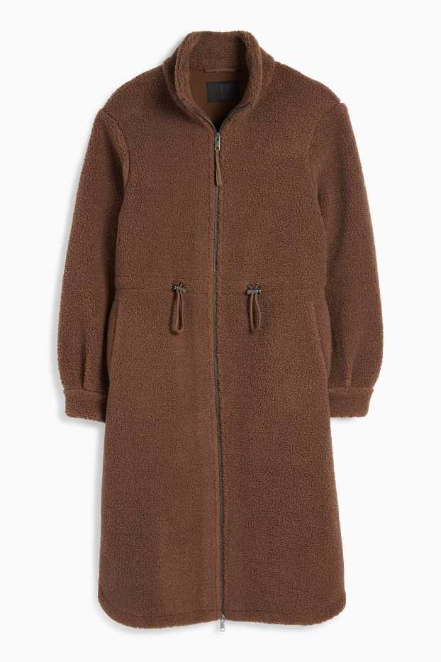 Women - Teddy fur coat - brown