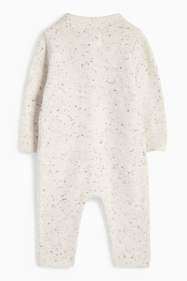 Baby Jungen - Baby-Strick-Jumpsuit - gerippt - cremeweiss