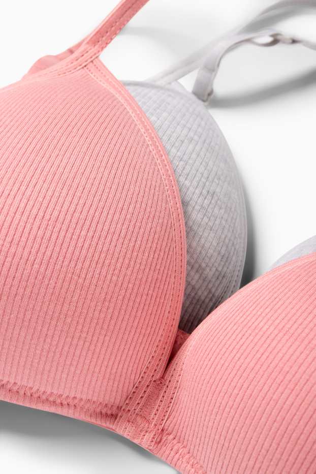 Niños: niñas - Pack de 2 - sujetadores sin aros - con relleno - de canalé - rosa