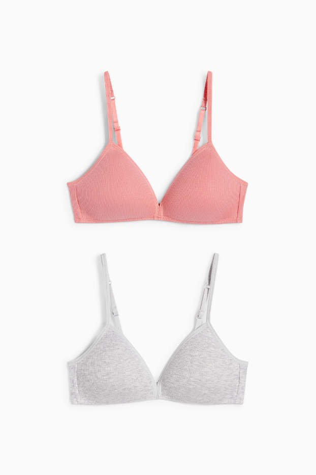 Niños: niñas - Pack de 2 - sujetadores sin aros - con relleno - de canalé - rosa