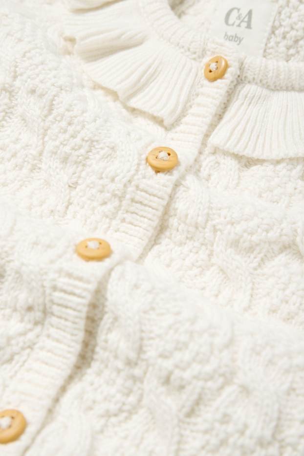Baby Mädchen - Baby-Strickjacke - Zopfmuster - cremeweiss