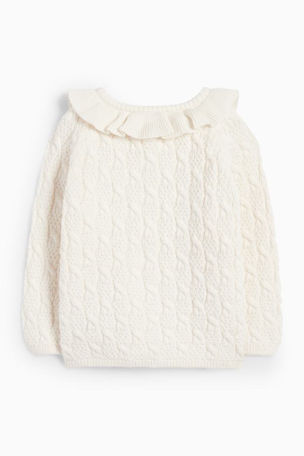 Baby Mädchen - Baby-Strickjacke - Zopfmuster - cremeweiss