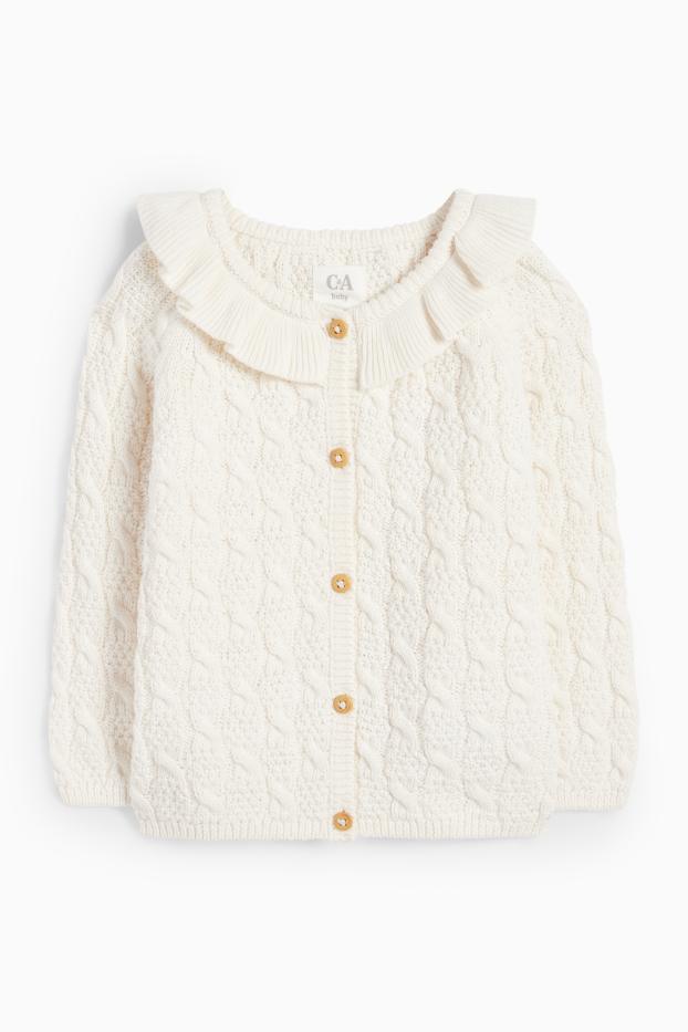 Bébés filles - Gilet en maille pour bébé - motif tressé - blanc crème