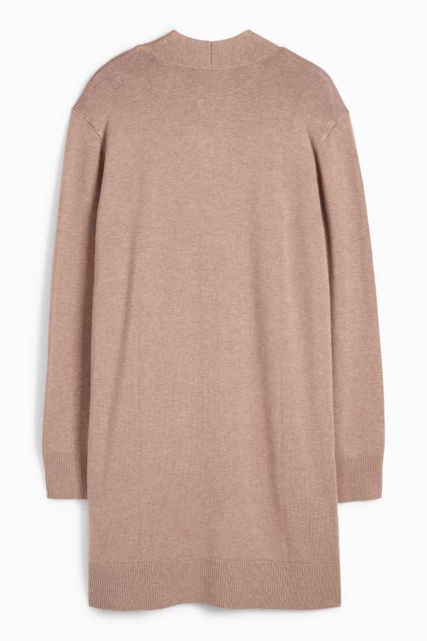 Femmes - Long gilet en maille - marron clair