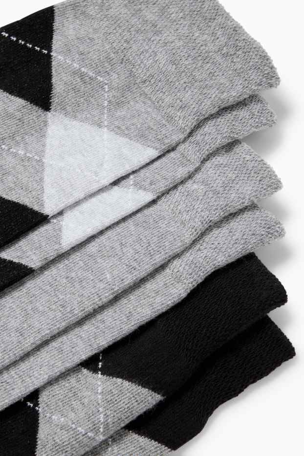 Hommes - Lot de 3 paires - chaussettes - à carreaux - noir