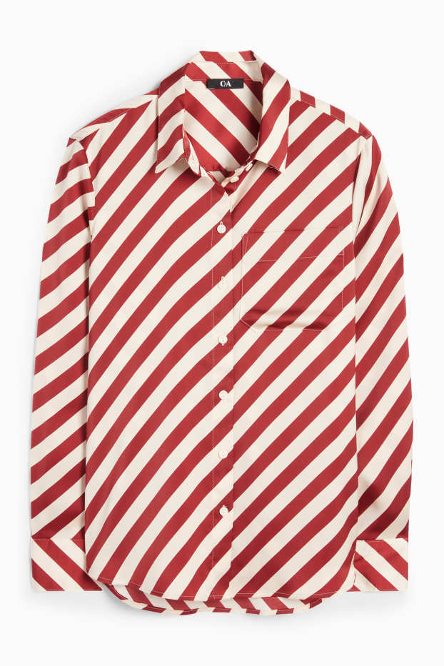 Donna - Blusa - a righe - rosso / beige