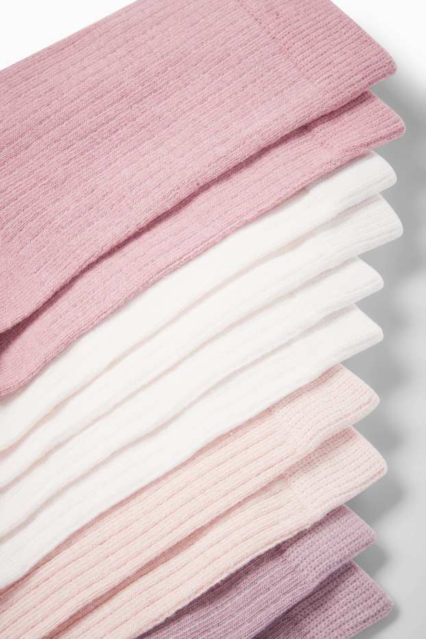 Donna - Confezione da 3 - calze - a coste - rosa scuro