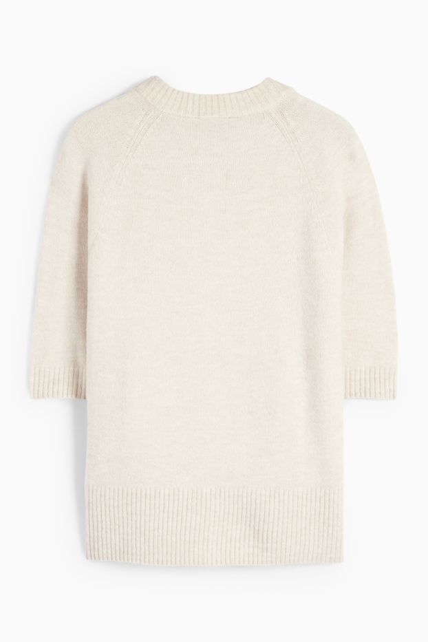 Women - Knitted jumper - short sleeve - cremewhite