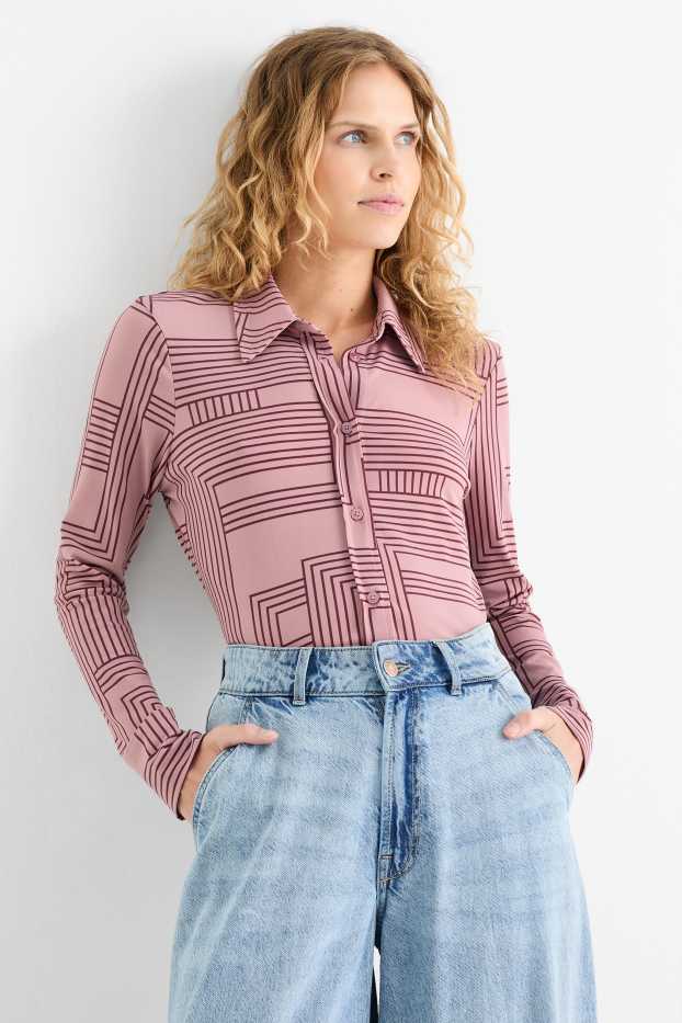 Women - Blouse - patterned - pink