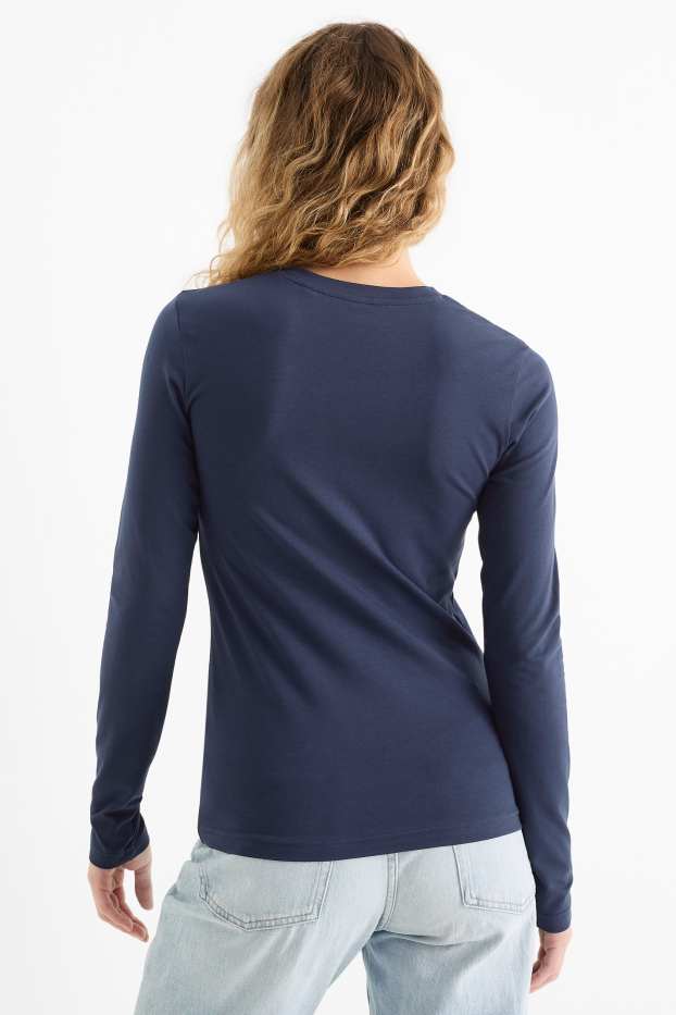 Femei - Tricou cu mânecă lungă - slim fit - albastru închis