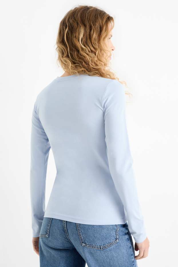 Damen - Langarmshirt - Slim Fit - hellblau