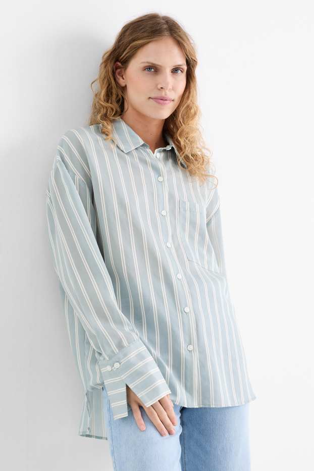 Damen - Bluse - gestreift - hellblau