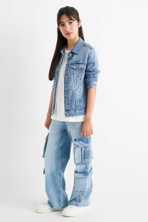 Kinder Mädchen - Cargo Jeans - helljeansblau
