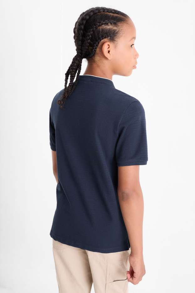 Bambini - Maglia a maniche corte - tessuto tramato - blu scuro