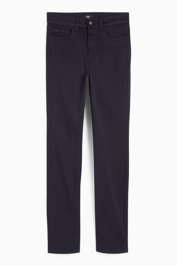 Dames - Pantalon - high waist - slim fit - donkerblauw