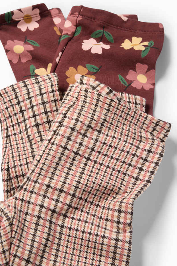 Enfants filles - Lot de 2 - leggings chauds - rose