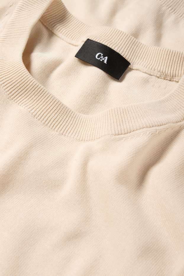 Uomo - Maglione in maglia fine - beige chiaro