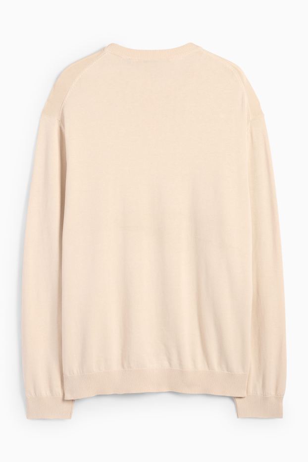 Uomo - Maglione in maglia fine - beige chiaro