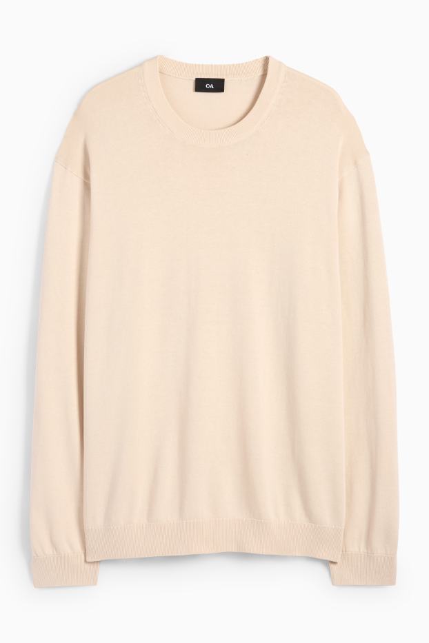 Uomo - Maglione in maglia fine - beige chiaro