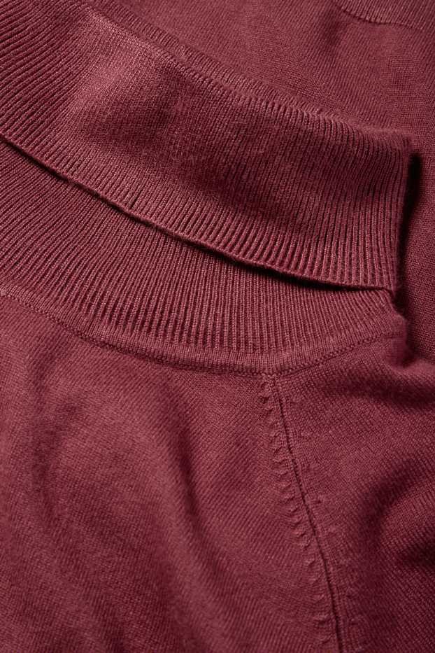 Kobiety - Sweter z golfem - z krótkim rękawem - bordowy