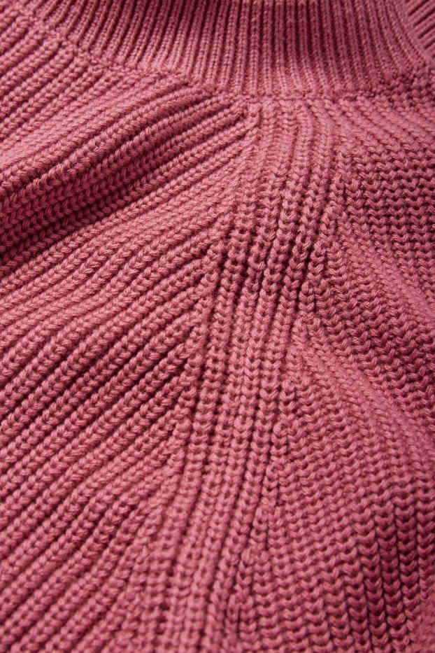 Women - Jumper - ribbed - dark rose