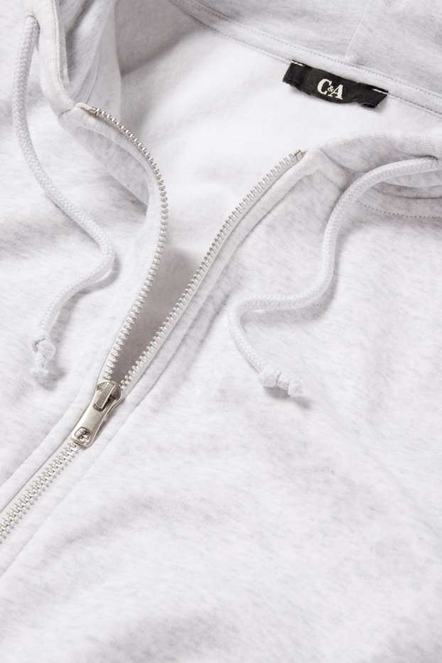 Dames - Vest van sweatstof met capuchon - licht grijs-mix