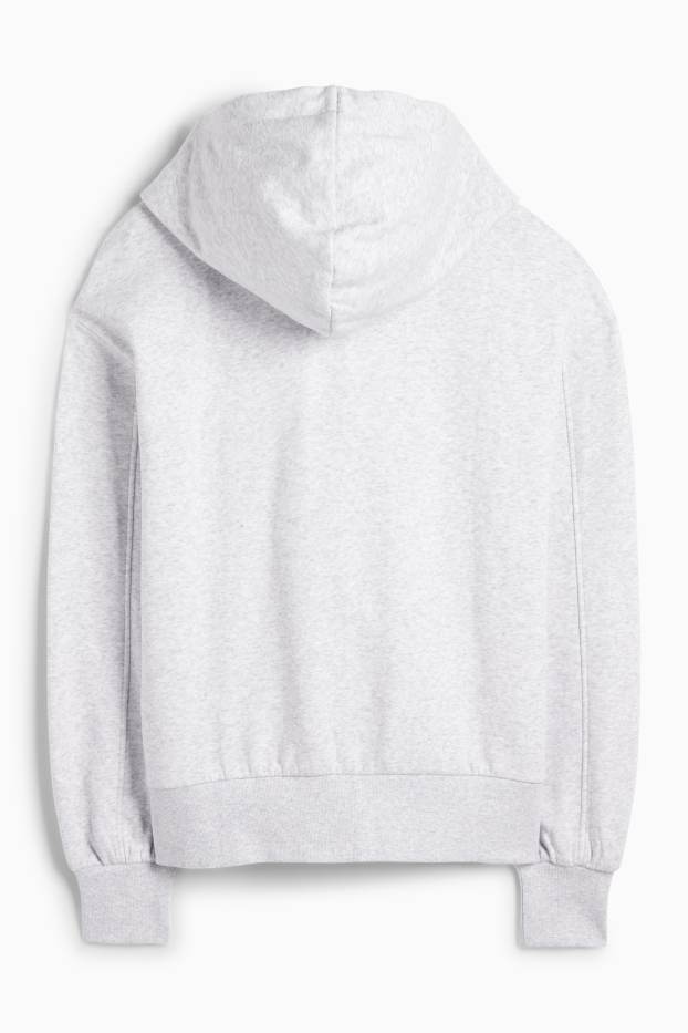 Dames - Vest van sweatstof met capuchon - licht grijs-mix