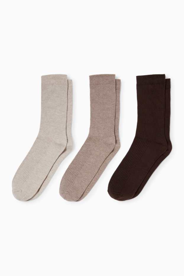 Dona - Paquet de 3 - mitjons - acanalats - beix